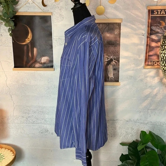 American eagle Blue white striped button down long sleeve shirt size XL - Picture 3 of 9